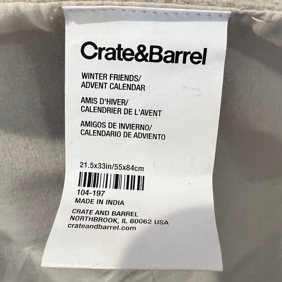 Crate & Barrel 2022 Wool Christmas Advent Calendar Polar Bear Fox Reindeer 33”x2 - Picture 9 of 11